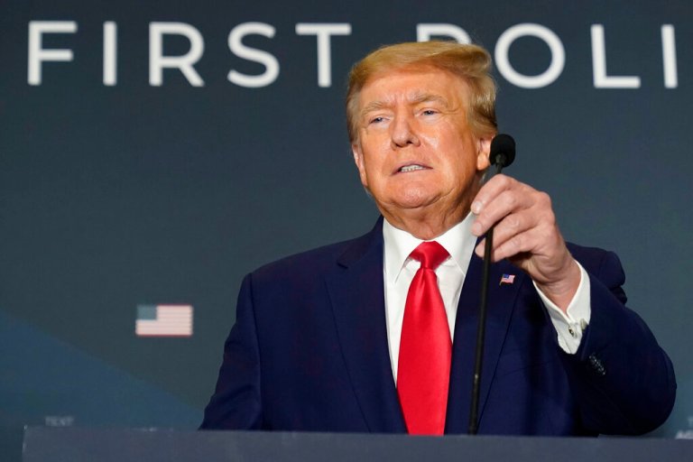Former President Donald Trump speaks at an America First Policy Institute agenda summit at the Marriott Marquis in Washington, Tuesday, July 26, 2022. 