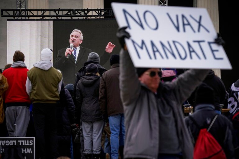 FILE - Robert F. Kennedy Jr's organization, Children's Health Defense, had its Facebook social pages taken down due to spreading misinformation.