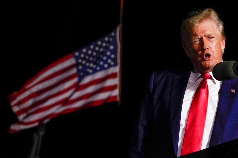 Former President Donald Trump speaks at a rally Friday, Aug. 5, 2022, in Waukesha, Wisconsin.