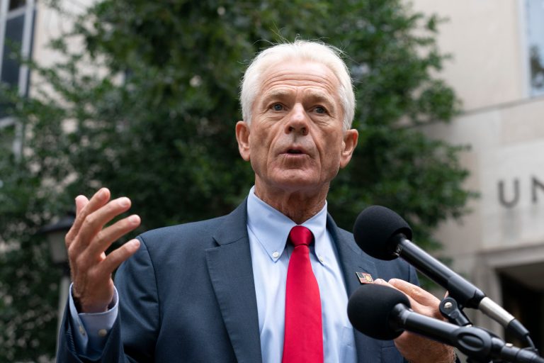 Former Trump White House advisor Peter Navarro speaks to the media as he leaves federal court in Washington, Thursday, Aug. 11, 2022. A large portion of a new report from the House Select Committee on Wednesday focused on Peter Navarro, a former trade adviser under Trump, who worked on the administrationâs response to COVID-19. (AP Photo/Jose Luis Magana)