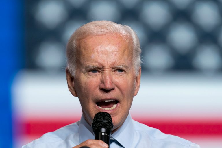 President Joe Biden speaks during a rally for the Democratic National Committee at Richard Montgomery High School, Thursday, Aug. 25, 2022, in Rockville, Md. 