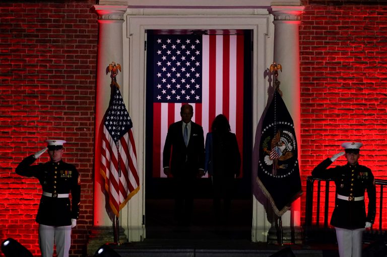 President Joe Biden arrives with first lady Jill Biden to speak outside Independence Hall on Sept. 1, 2022, in Philadelphia. 