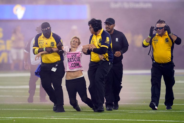 WATCH: Activists interrupt first NFL game to protest arrest of animal rights advocates