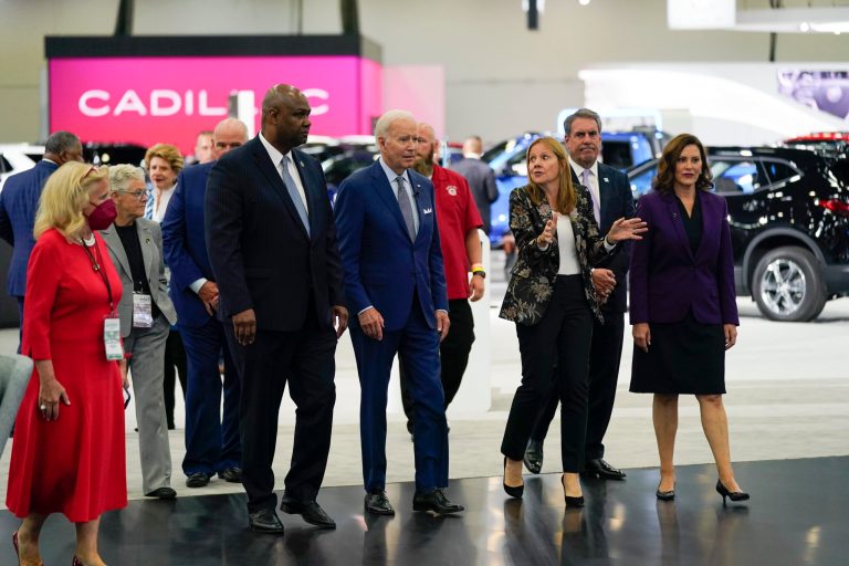 WATCH: Social media confused as Biden holds hands with Gov. Whitmer at auto show