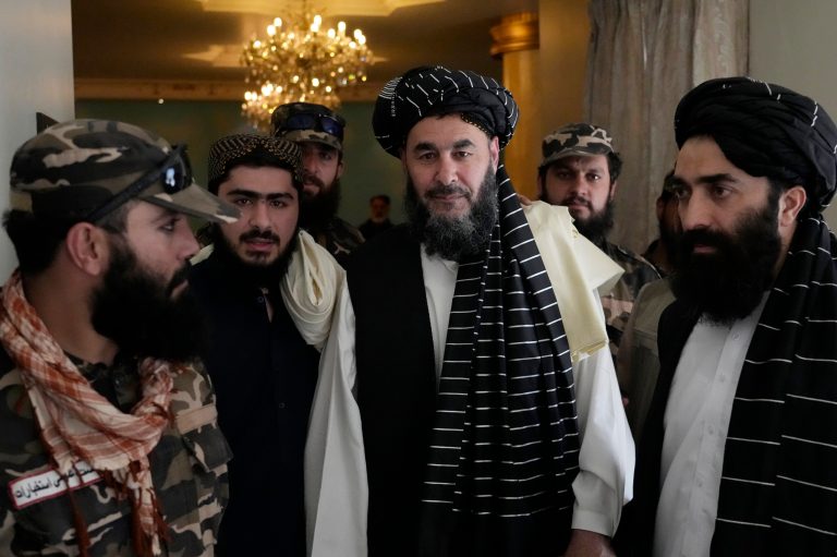 Bashir Noorzai, prison, speaks during his release ceremony, at the Intercontinental Hotel, in Kabul, Afghanistan, Monday, Sept. 19, 2022. Noorzai, a notorious drug lord and member of the Taliban, told reporters in Kabul on Monday that he spent 17 years and six months in a U.S. prison. Taliban-appointed Foreign Minister Amir Khan Muttaqi said Monday that a released American, in what appears to have been part of a swap, was Mark Frerichs, a Navy veteran and civilian contractor kidnapped in Afghanistan in 2020. (AP Photo/Ebrahim Noroozi)