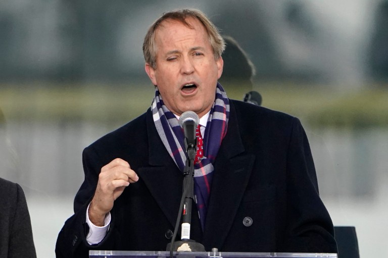 Texas Attorney General Ken Paxton speaks in Washington on Jan. 6, 2021.