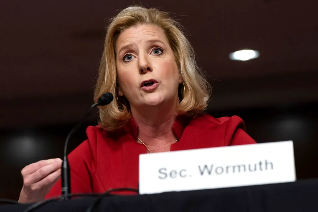 Army Secretary Christine Wormuth, testifies before a Senate Armed Services committee May 5, 2022, on Capitol Hill in Washington.