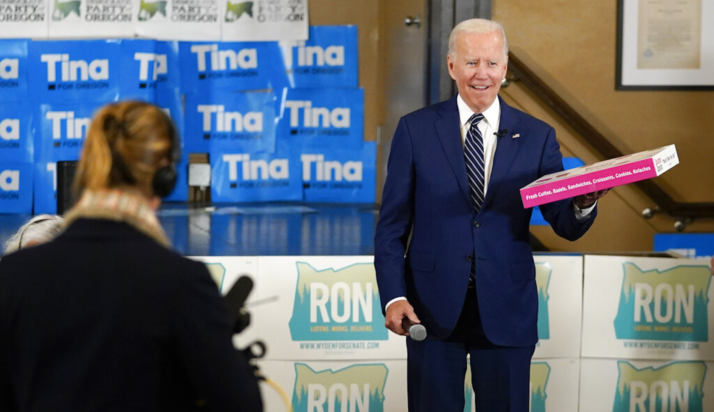 Joe-nuts: Biden stops for snack while rallying Dems in key races on West Coast swing