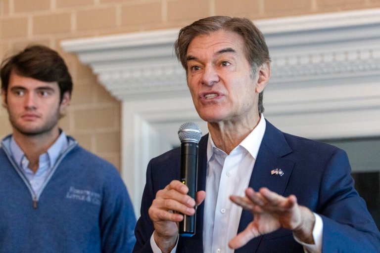 Mehmet Oz, a Republican candidate for U.S. Senate in Pennsylvania, speaks during a campaign event in Malvern, Pa., Saturday, Oct. 15, 2022. 