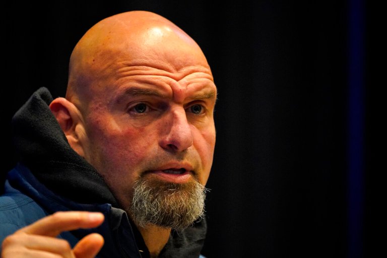 Pennsylvania Lt. Gov. John Fetterman, a Democratic candidate for U.S. Senate, speaks during a campaign event at the Steamfitters Technology Center in Harmony, Pa., Tuesday, Oct. 18, 2022. 