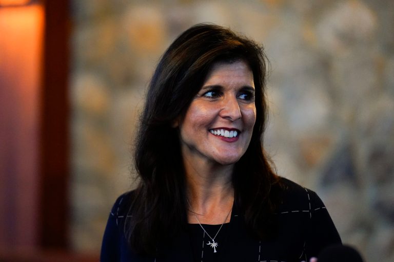 Former U.N. Ambassador Nikki Haley appears at a news conference in Allentown, Pennsylvania, on Oct. 26, 2022.