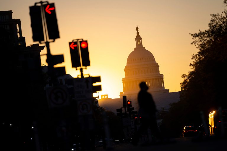 A general view of the U.S. Capitol Building at dawn, in Washington, D.C., on Thursday, October 27, 2022.