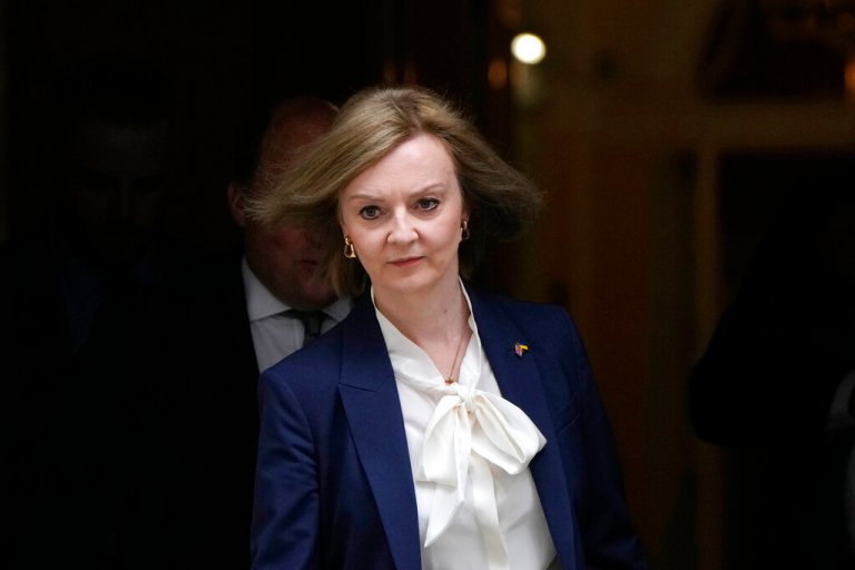 FILE - Britain's Foreign Secretary Liz Truss leaves a Cabinet meeting at 10 Downing Street in London, Tuesday, April 19, 2022. The British government insisted Sunday, Oct. 30, 2022 it has robust cybersecurity for government officials, after a newspaper reported that former Prime Minister Liz Trussâ phone was hacked while she was U.K. foreign minister. 