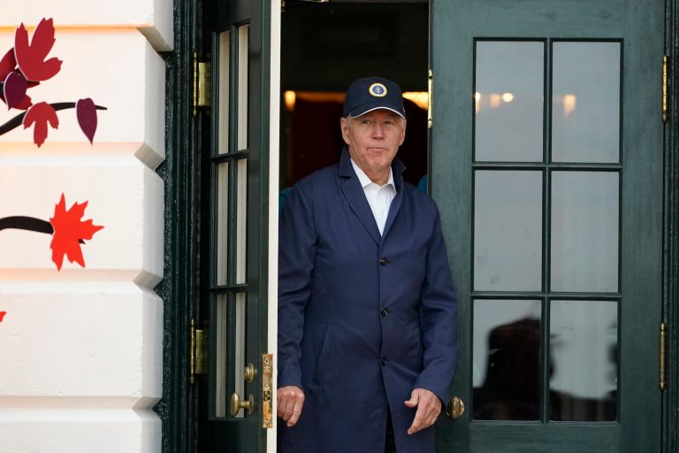 President Joe Biden arrives to give treats to trick-or-treaters on the South Lawn of the White House, on Halloween, on Oct. 31 in Washington.