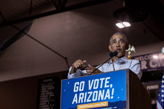 WATCH: Obama confronted by heckler during Arizona rally while stumping for Democratic candidates