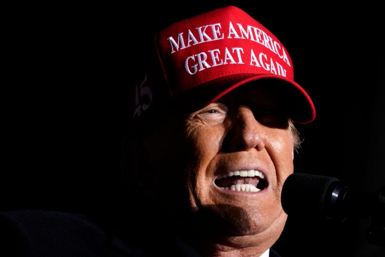 Former President Donald Trump speaks during a rally, Thursday, Nov. 3, 2022, in Sioux City, Iowa. 