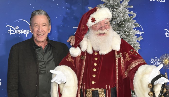 Tim Allen arrives at the premiere of "The Santa Clauses" on Sunday, Nov. 6, 2022, in Burbank, California.