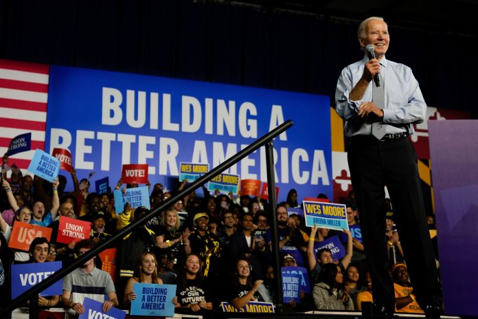 President Joe Biden spent election night speaking with seven Democratic candidates projected to claim victory in their 2022 midterm races.