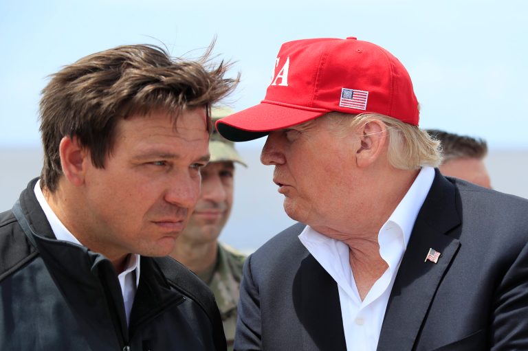 Donald Trump speaks to Ron DeSantis.
