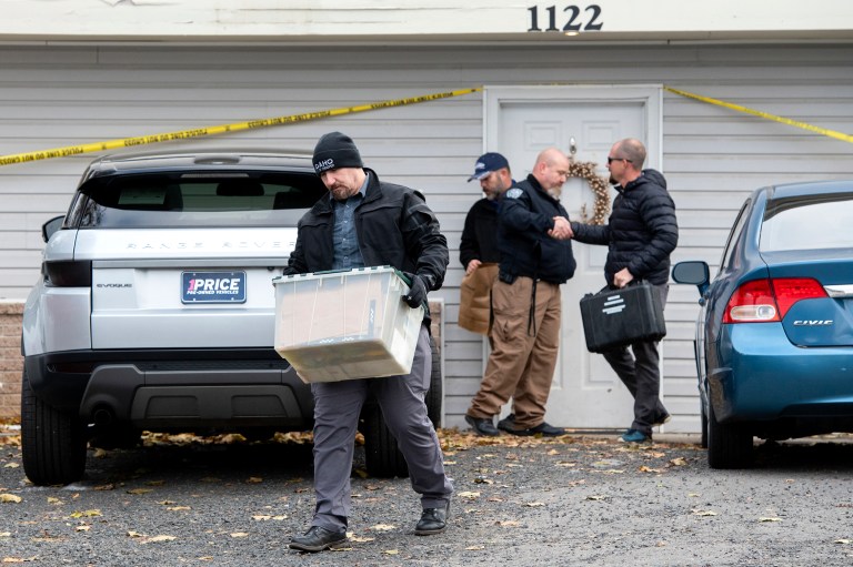 Officers investigate the deaths of four University of Idaho students.