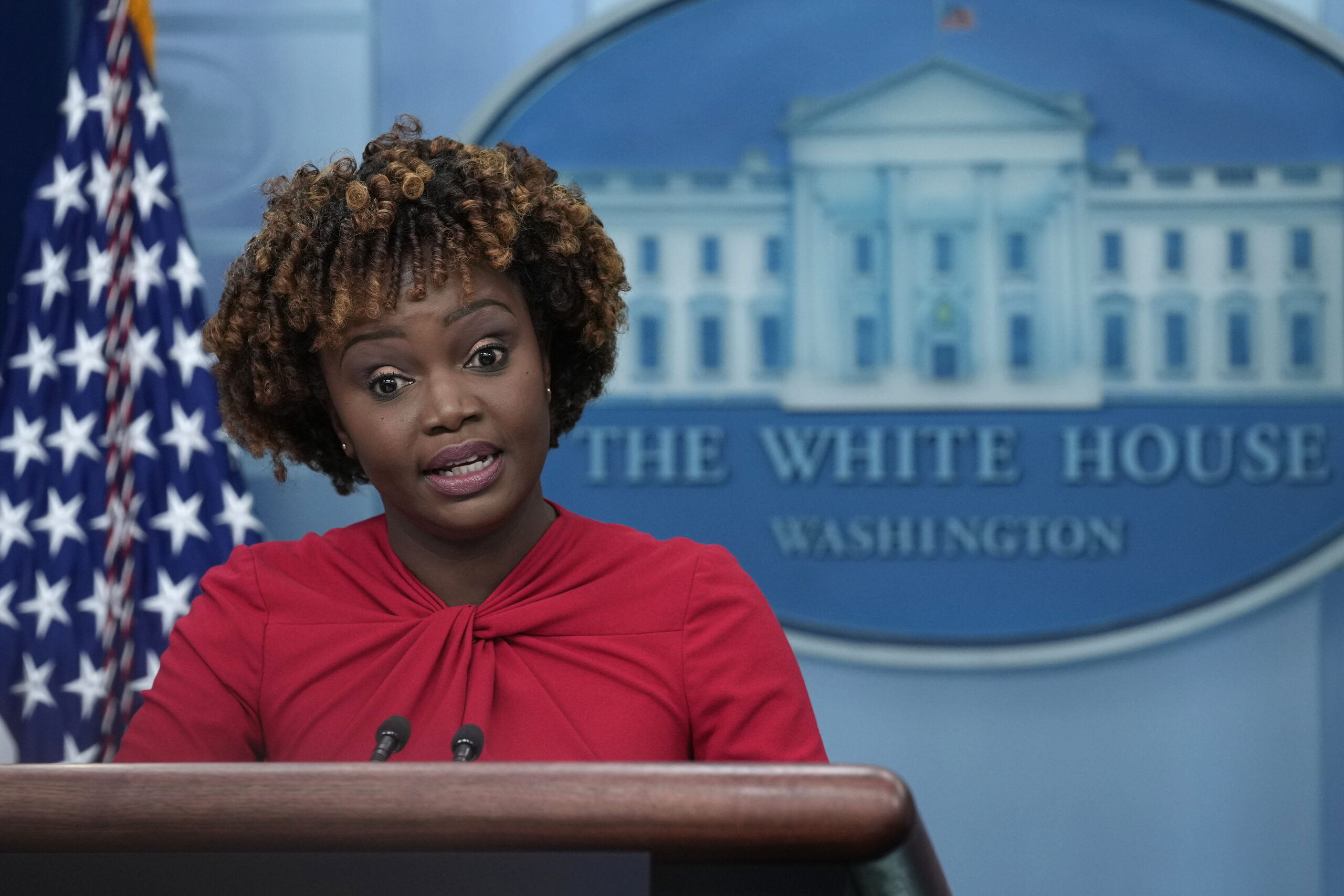 SEE IT: Awkward moment Karine Jean-Pierre reads wrong scripted answer during press briefing