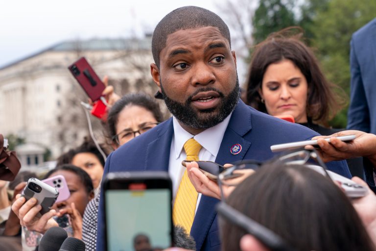 Rep. Byron Donalds, R-Fla., who has been nominated for Speaker of the House, speaks to members of the media on the House steps, Wednesday, Jan. 4, 2023, on Capitol Hill in Washington. 