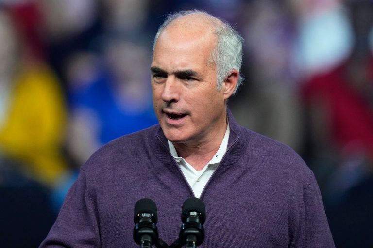 Sen. Bob Casey, D-Pa., speaks before President Joe Biden at a campaign rally for Pennsylvania's Democratic gubernatorial candidate Josh Shapiro and Democratic Senate candidate Lt. Gov. John Fetterman, Nov. 5, 2022, in Philadelphia. 