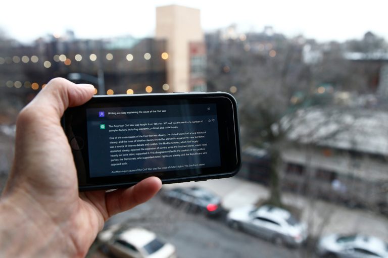 A ChatGPT prompt is shown on a device.