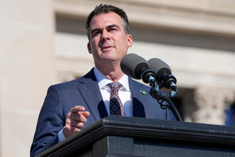 Gov. Kevin Stitt (R-OK) speaks during inauguration ceremonies Monday, Jan. 9, 2023, in Oklahoma City.