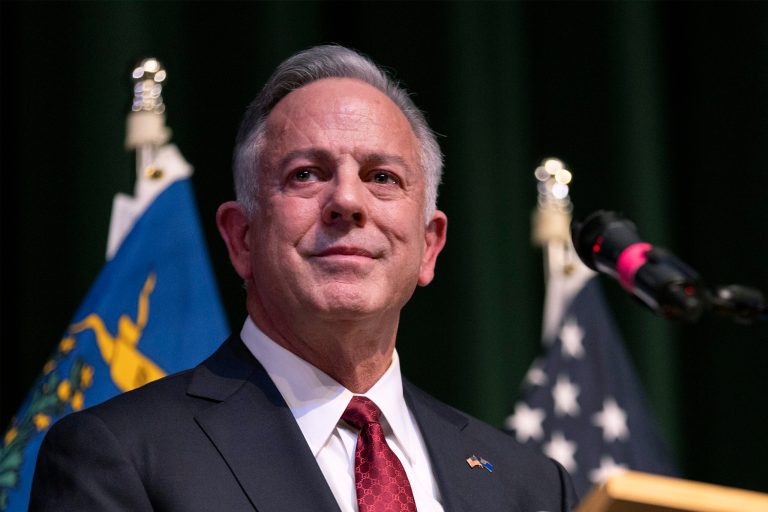 FILE - Clark County Sheriff and Nevada Gov.-elect Joe Lombardo gives a victory speech during a news conference Monday, Nov. 14, 2022, in Las Vegas.