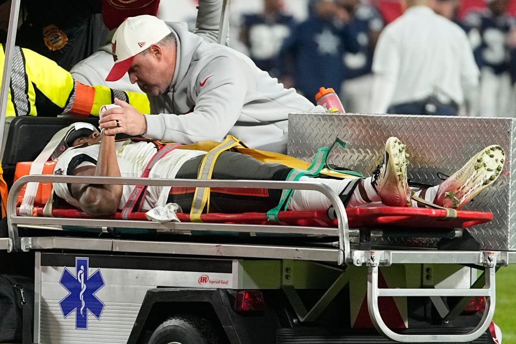 Buccaneers wide receiver stretchered off field after suffering hit to neck