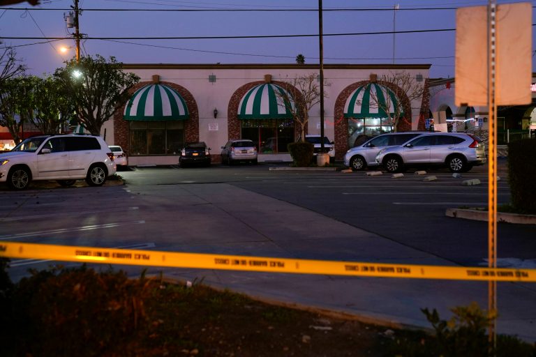 Police tape cordons off the Star Dance Studio in Monterey Park, California, Sunday, Jan. 22, 2023. A gunman killed multiple people at the ballroom dance studio late Saturday amid Lunar New Year's celebrations in the predominantly Asian American community. 