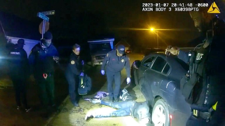 The image from video released on Jan. 27, 2023, by the City of Memphis, shows Tyre Nichols on the ground as medics arrive during a brutal attack by five Memphis police officers on Jan. 7, 2023, in Memphis, Tenn. Nichols died on Jan. 10. The officers have since been fired and charged with second-degree murder and other offenses. 
