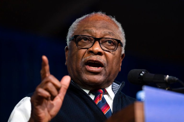 Rep. Jim Clyburn, D-S.C., assistant Democratic leader in the House, speaks during the Democratic National Committee Winter Meeting, Saturday, Feb. 4, 2023, in Philadelphia. 