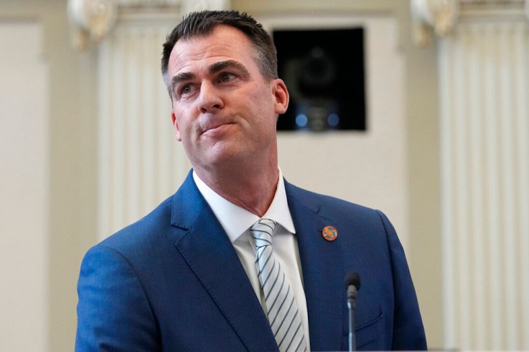 Gov. Kevin Stitt (R-OK) delivers his State of the State address Monday, Feb. 6, 2023, in Oklahoma City.