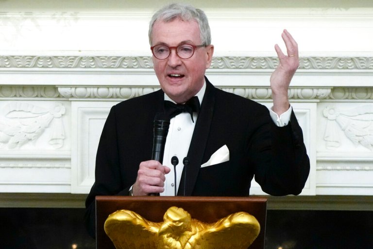 The National Governors Association Chair New Jersey Gov. Phil Murphy speaks during a dinner reception for governors and their spouses in the State Dining Room of the White House, Saturday, Feb. 11, 2023, in Washington. 