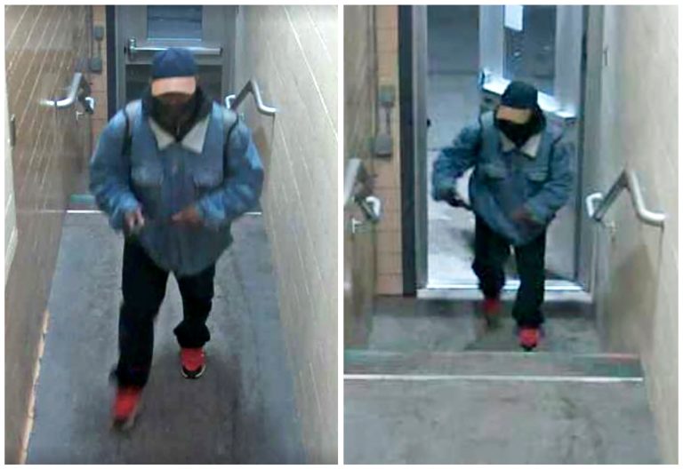 This combination of images from surveillance video provided by Michigan State University Police and Public Safety shows a suspect whom authorities are looking for in connection with multiple shootings at the university late Monday, Feb. 13, 2023, in East Lansing, Michigan. 