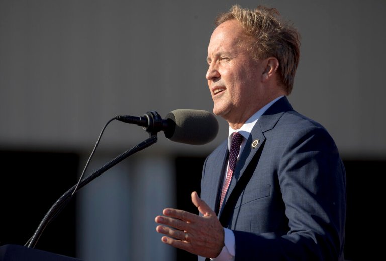 FILE - Texas Attorney General Ken Paxton speaks during a rally featuring former President Donald Trump, Oct. 22, 2022, in Robstown, Texas.