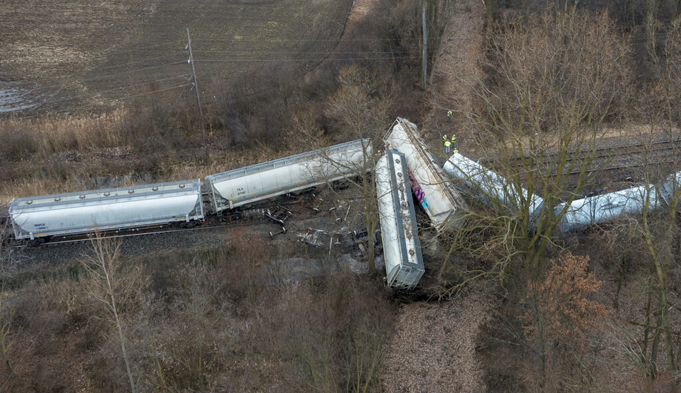 Train carrying hazardous materials derails outside Detroit