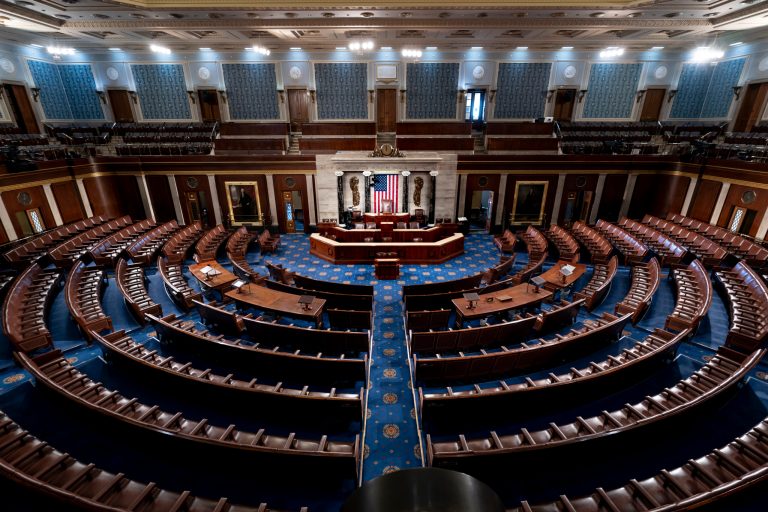 The chamber of the House of Representatives is seen at the Capitol in Washington, Feb. 28, 2022. 