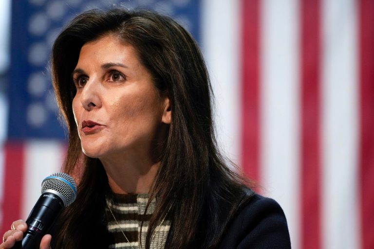 Republican presidential candidate Nikki Haley speaks to voters at a town hall campaign event, Monday, Feb. 20, 2023, in Urbandale, Iowa.