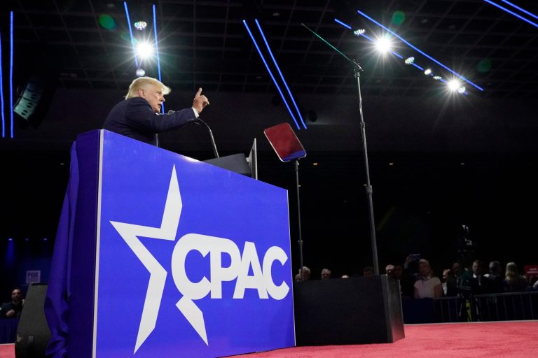 Former President Donald Trump, speaks at the Conservative Political Action Conference (CPAC) on Feb. 26, 2022, in Orlando, Florida. 
