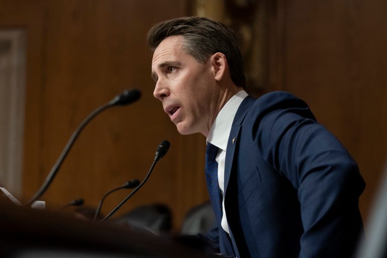 Sen. Josh Hawley, R-Mo., speaks during a Senate Homeland Security and Governmental Affairs Committee hearing on Feb. 28, 2023.