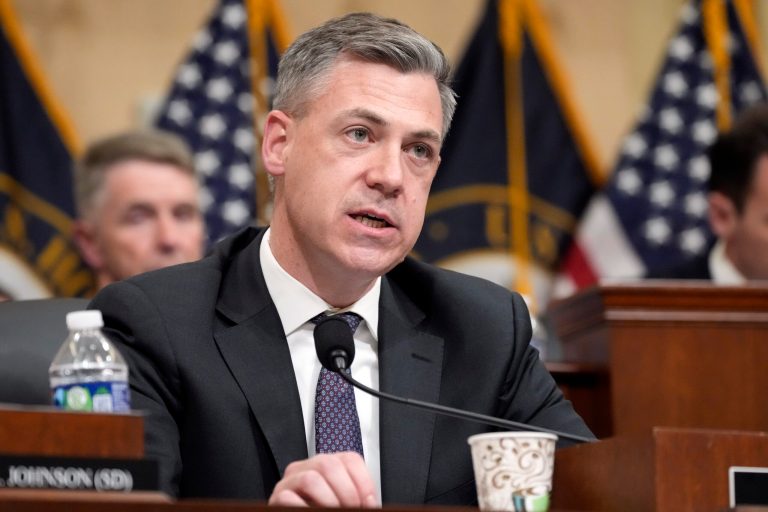 Rep. Jim Banks (R-IN) questions witnesses during a hearing of a special House committee dedicated to countering China on Capitol Hill, Tuesday, Feb. 28, 2023, in Washington. 