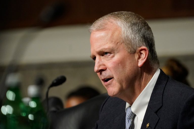 Sen. Dan Sullivan, R-Alaska, speaks during a Senate Armed Services Committee hearing on Capitol Hill, Tuesday, March 7, 2023, in Washington. 