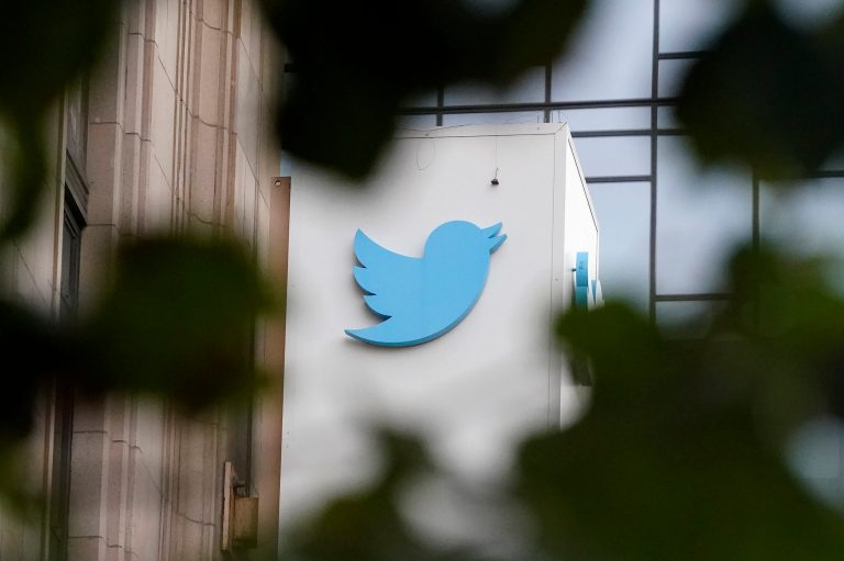 FILE - A sign at Twitter headquarters is shown in San Francisco, Dec. 8, 2022. (AP Photo/Jeff Chiu, File)