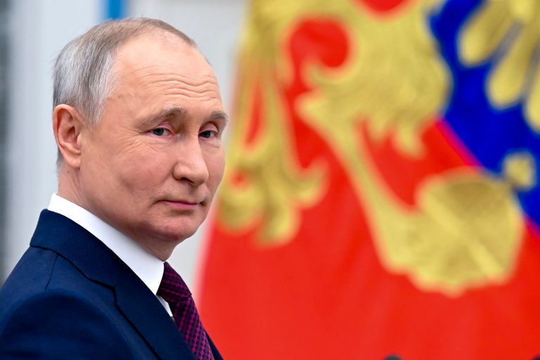 Russian President Vladimir Putin attends a ceremony to award outstanding Russian women who represent various professions, at the Kremlin, in Moscow, Russia, Wednesday, March 8, 2023. 