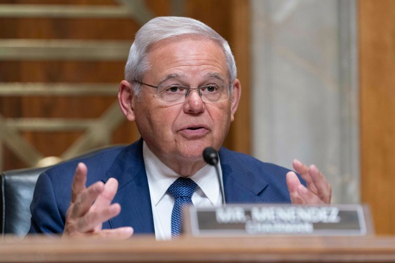 Sen. Bob Menendez (D-NJ), chairman of the Senate Foreign Relations Committee, speaks during a hearing on the budget request for the State Department for fiscal 2024, on Capitol Hill, Wednesday, March 22, 2023, in Washington.