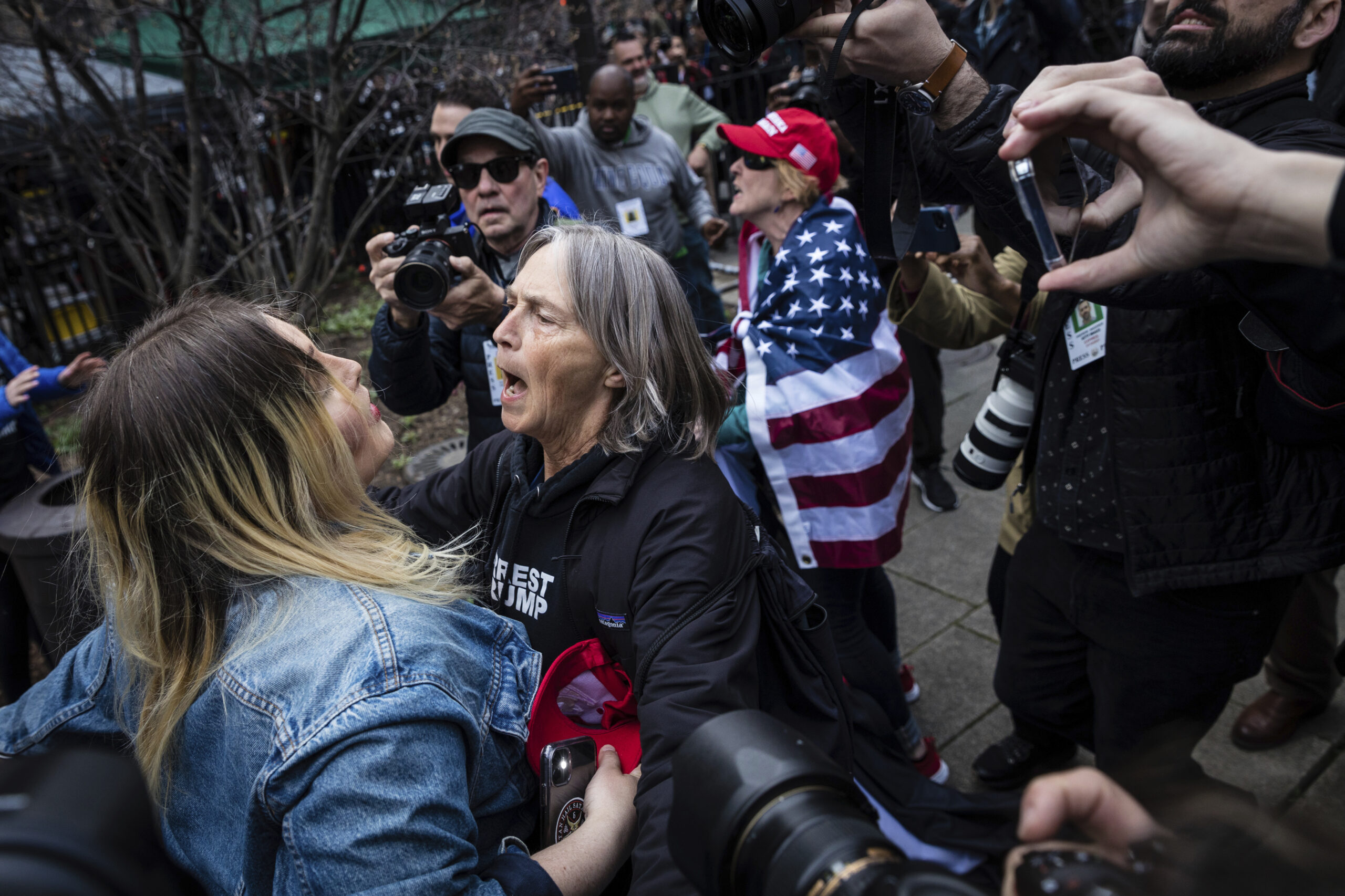 Donald Trump arrest: Tempers flare outside Manhattan courthouse