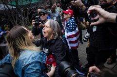 Donald Trump arrest: Tempers flare outside Manhattan courthouse